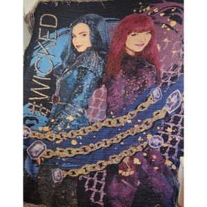 Disney Descendants 2 Mal Evie #WICKED Woven Tapestry Throw Blanket fringe